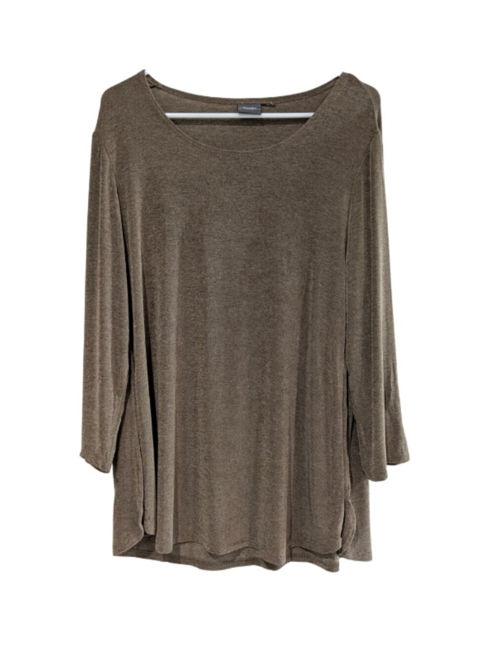 Travelers by Chico's Women's Knit Tunic Top, Heathered Brown Medium, 3/4 Sleeves